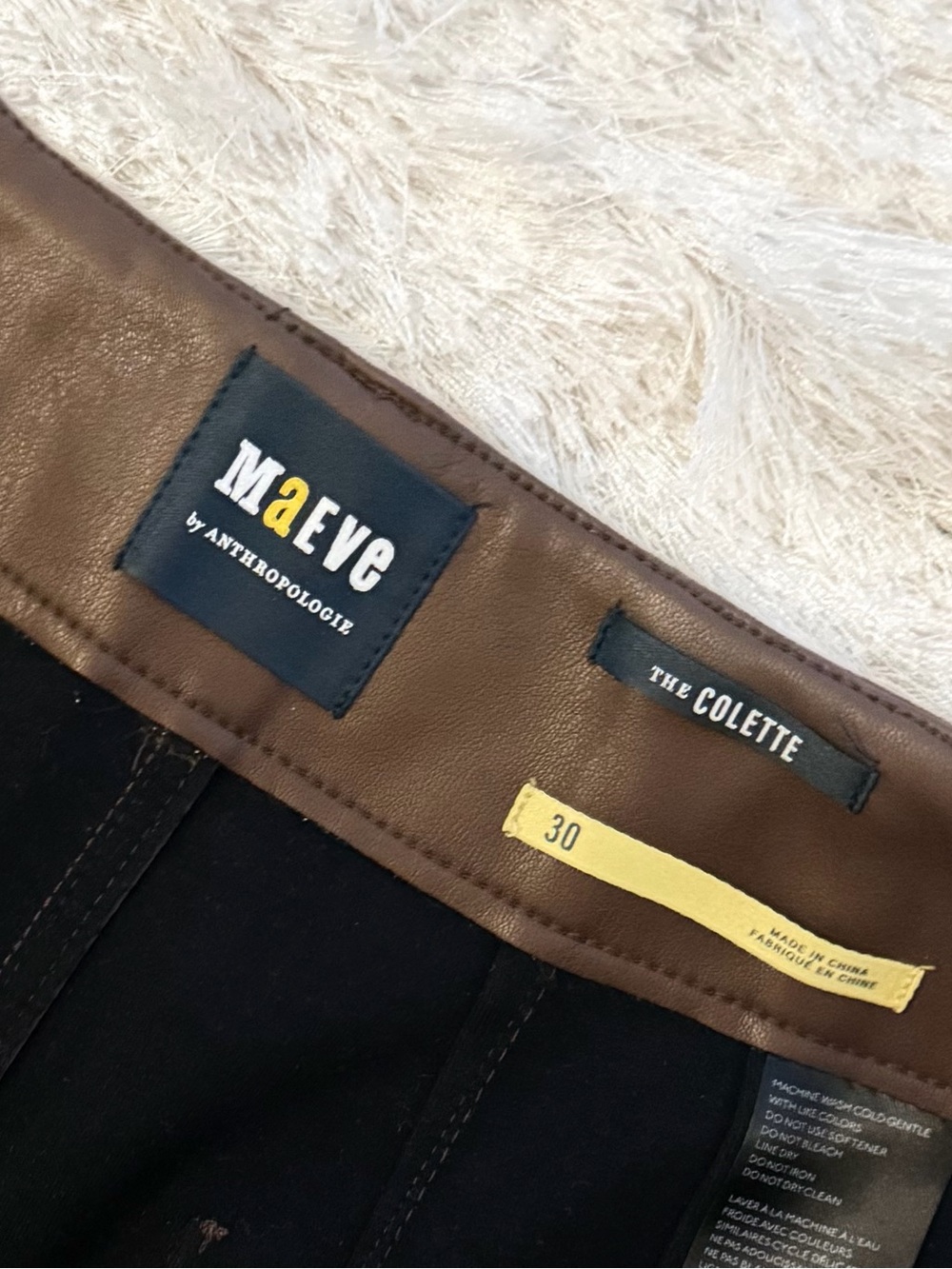 Anthropologie Maeve Colette Faux-Leather Wide-Leg Crop Pants in Chocolate Brown - Picture 3 of 5